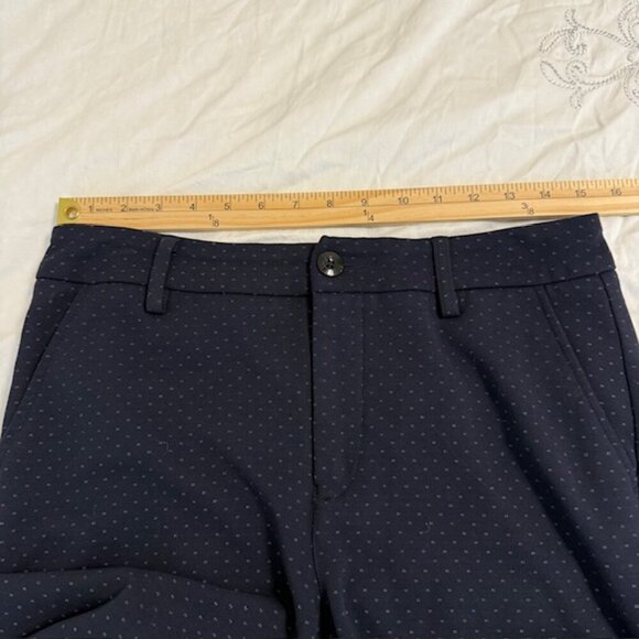 CAbi Womens 6 Keen Kick Flare Crop Pants Navy Blue Ponte Knit Button Ankle - Picture 8 of 12